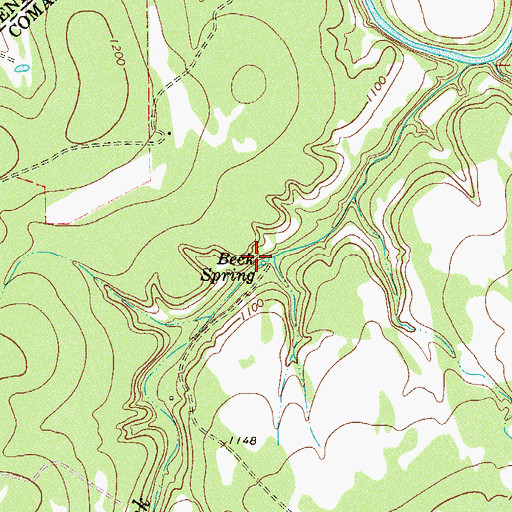Topographic Map of Beek Spring, TX