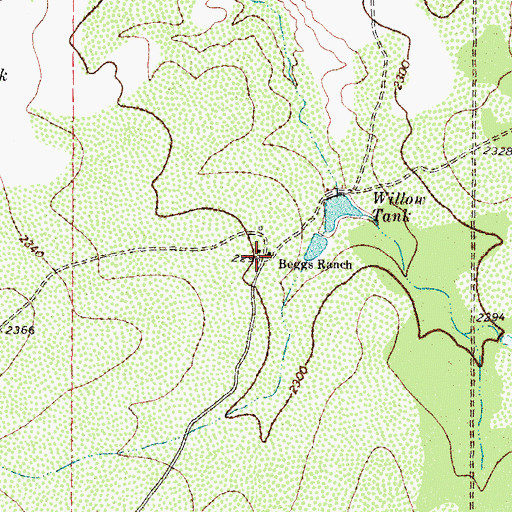Topographic Map of Beggs Ranch, TX