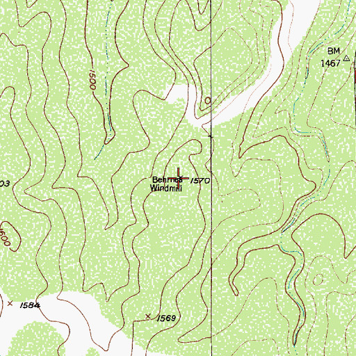 Topographic Map of Behmes Windmill, TX