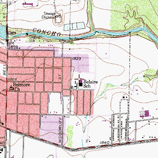 Topographic Map of Belaire Elementary School, TX