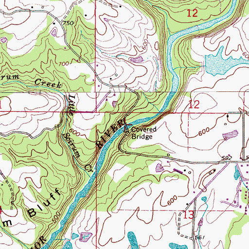 Topographic Map of Swann Covered Bridge, AL