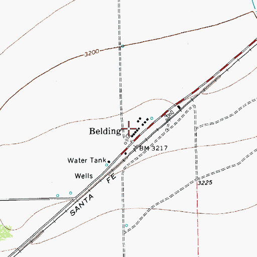 Topographic Map of Belding, TX