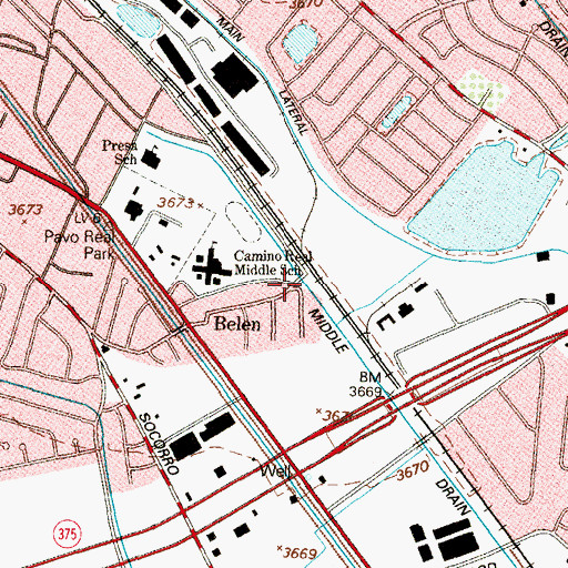 Topographic Map of Belen, TX
