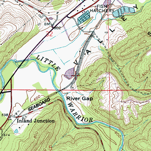 Topographic Map of Swansea (historical), AL