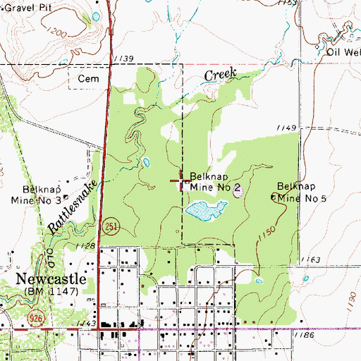 Topographic Map of Belknap Mine Number 2, TX