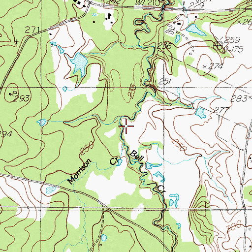 Topographic Map of Bell Creek, TX