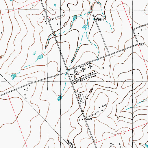 Topographic Map of Bell Gin, TX