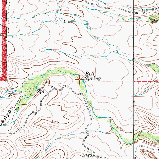 Topographic Map of Bell Spring, TX