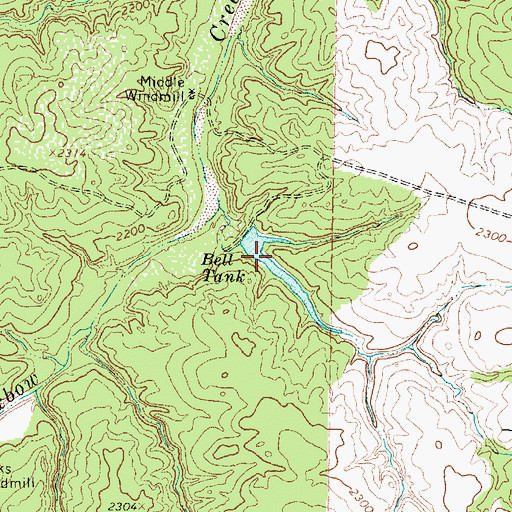 Topographic Map of Bell Tank, TX