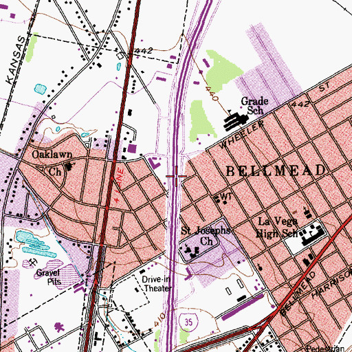 Topographic Map of Bellmead, TX