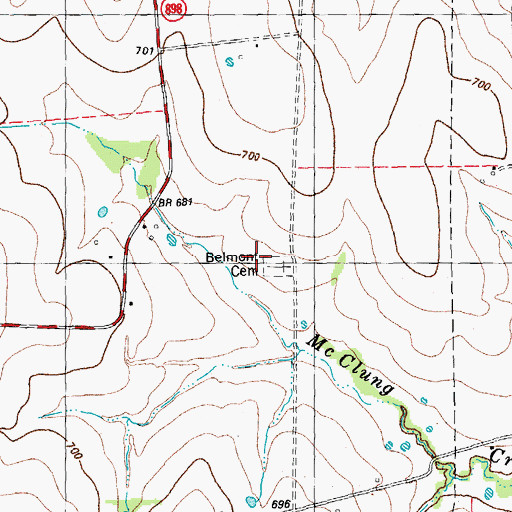 Topographic Map of Belmont Cemetery, TX