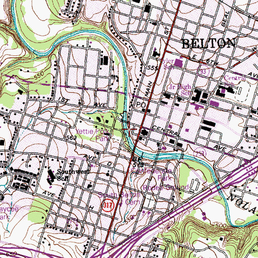 Topographic Map of Belton, TX