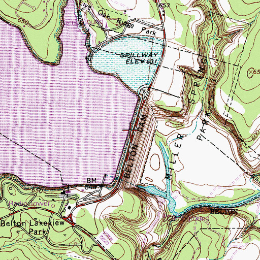 Topographic Map of Belton Dam, TX