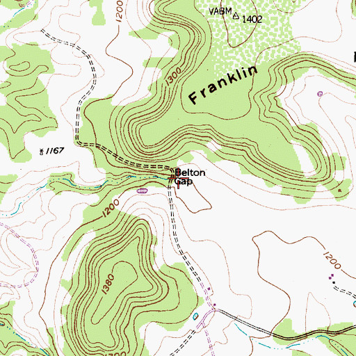 Topographic Map of Belton Gap, TX