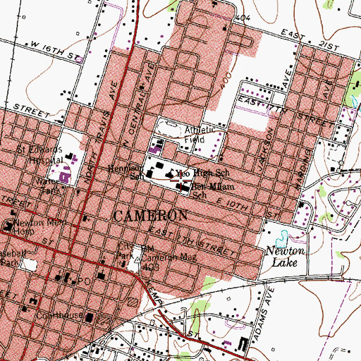Topographic Map of Ben Milam School, TX