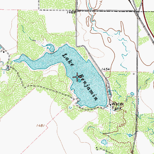 Topographic Map of Lake Benjamin, TX