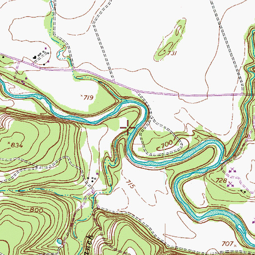 Topographic Map of Bennett Branch, TX