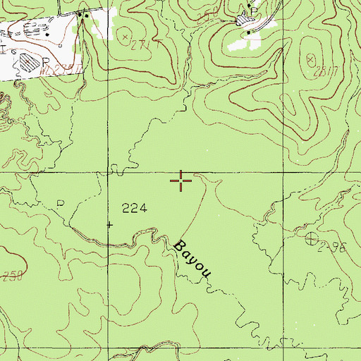Topographic Map of Bennett Branch Creek, TX