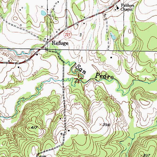Topographic Map of Bennett Creek, TX