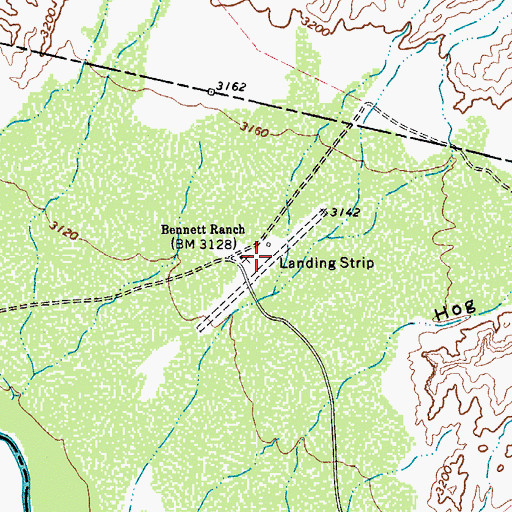 Topographic Map of Bennett Ranch, TX