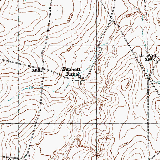 Topographic Map of Bennett Ranch, TX