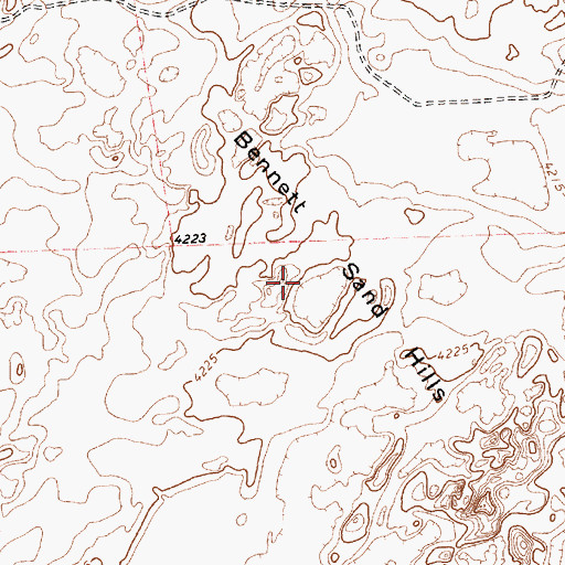 Topographic Map of Bennett Sand Hills, TX