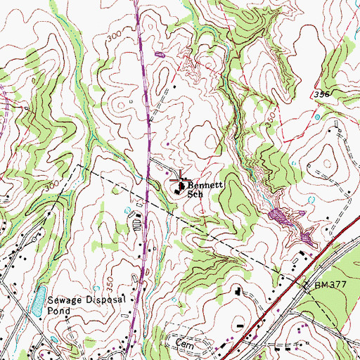 Topographic Map of Bennett School, TX