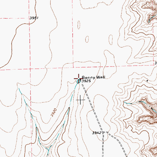 Topographic Map of Benny Well, TX