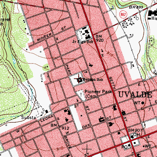 Topographic Map of Benson School, TX