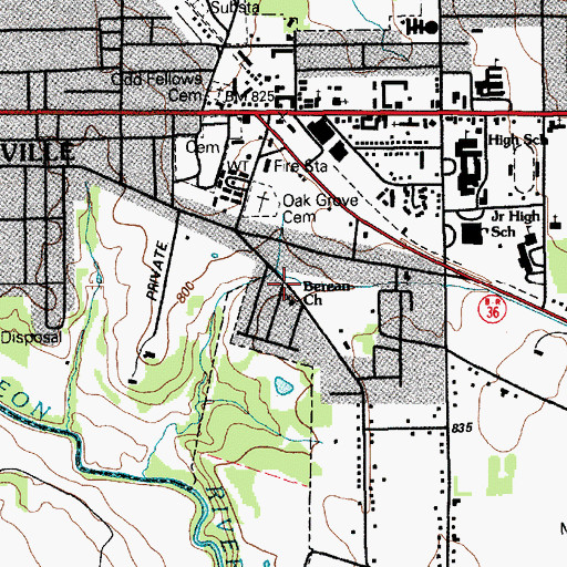 Topographic Map of Berean Church, TX
