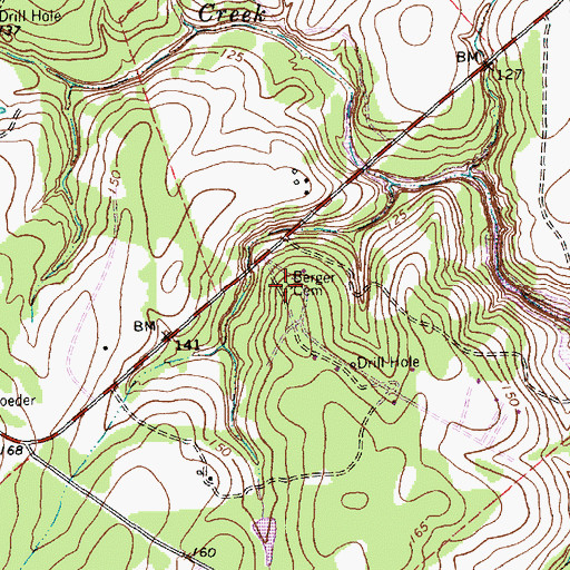 Topographic Map of Berger Cemetery, TX