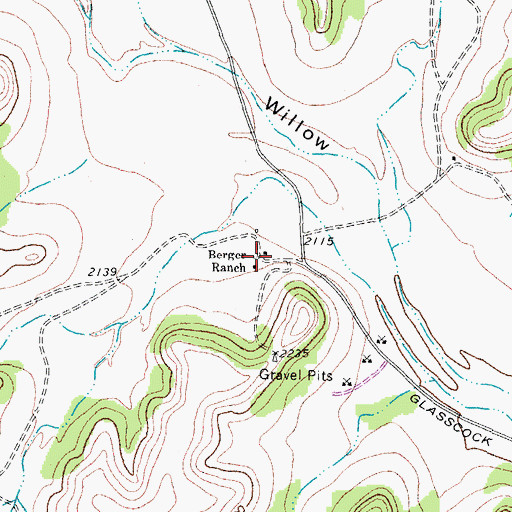 Topographic Map of Berger Ranch, TX