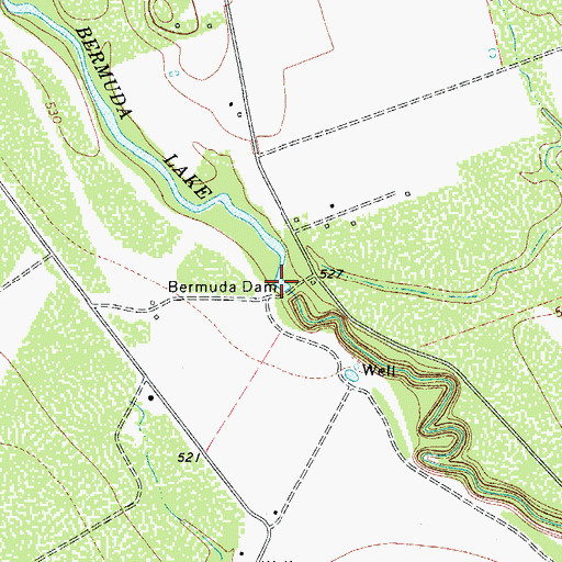 Topographic Map of Bermuda Dam, TX
