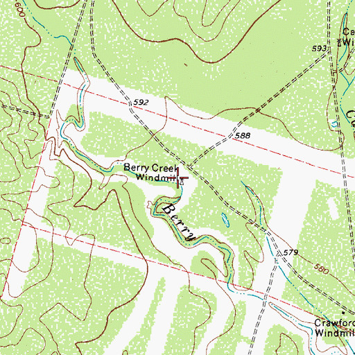Topographic Map of Berry Creek Windmill, TX