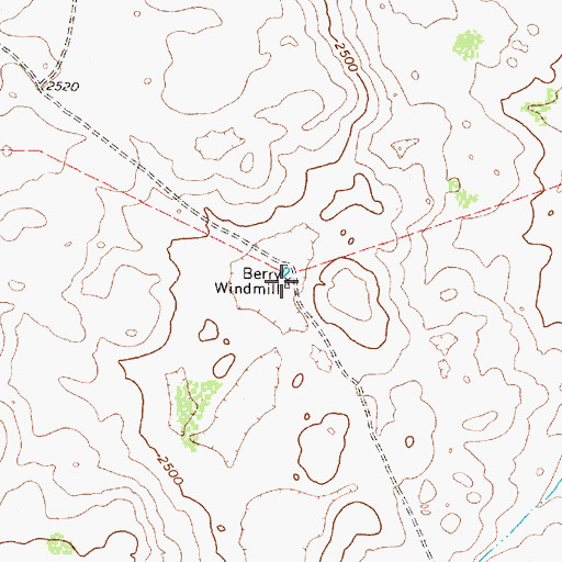 Topographic Map of Berry Windmill, TX