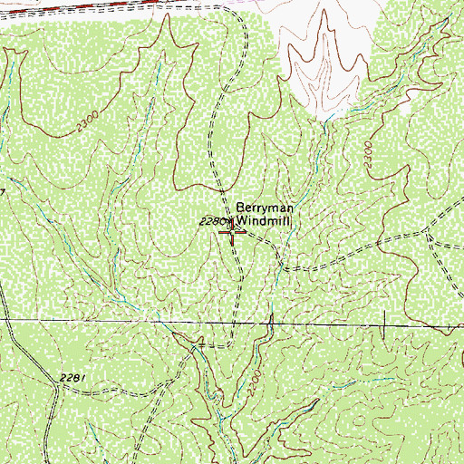 Topographic Map of Berryman Windmill, TX