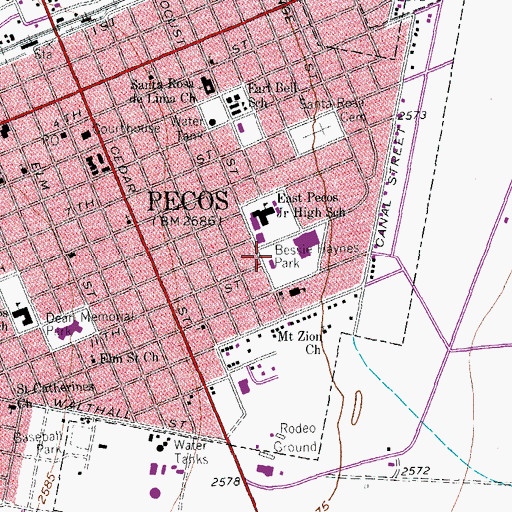 Topographic Map of Bessie Haynes Park, TX