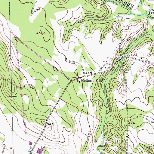 Topographic Map of Bethanna Church, TX