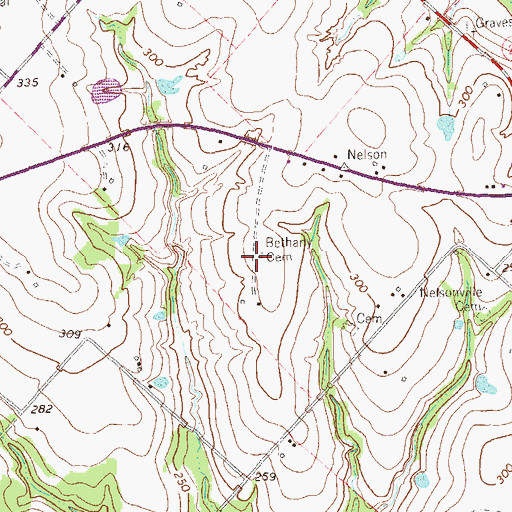 Topographic Map of Bethany Cemetery, TX