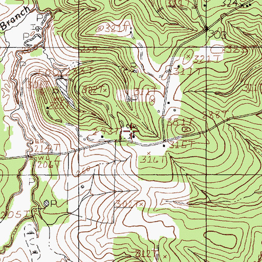 Topographic Map of Bethany Church, TX