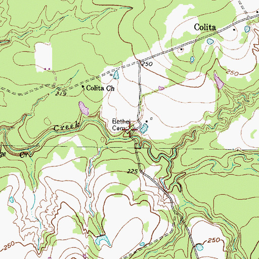 Topographic Map of Bethel Cemetery, TX