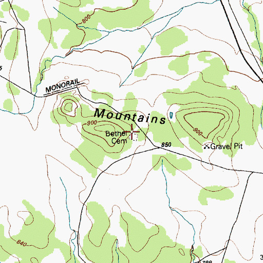 Topographic Map of Bethel Cemetery, TX
