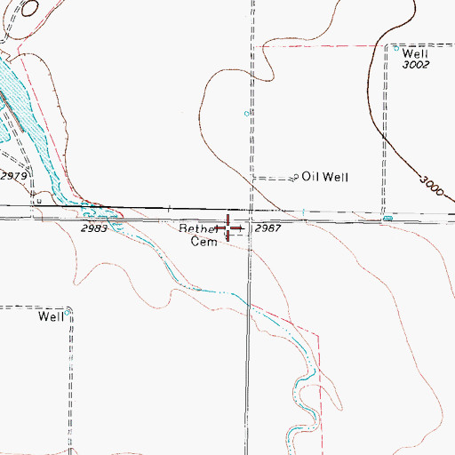 Topographic Map of Bethel Cemetery, TX