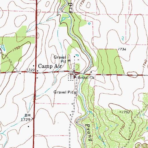 Topographic Map of Bethel Church, TX