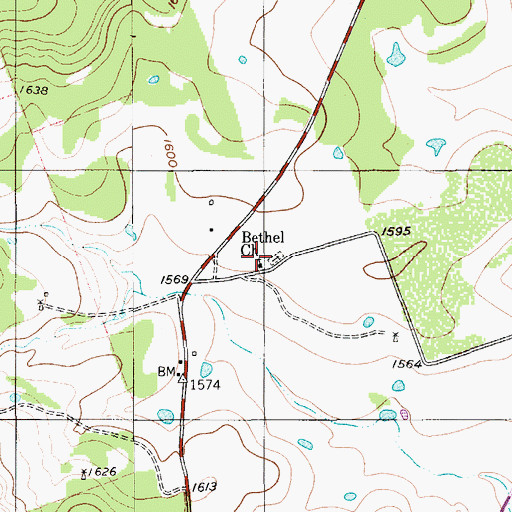 Topographic Map of Bethel Church, TX