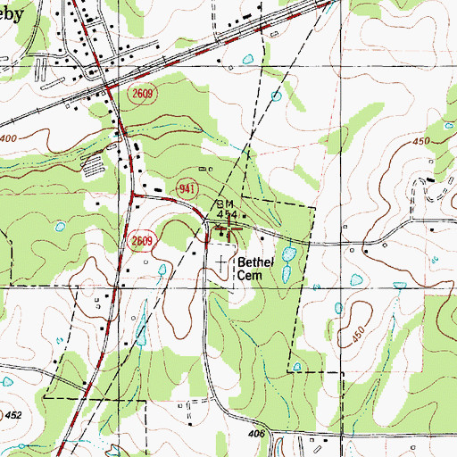 Topographic Map of Bethel Church, TX