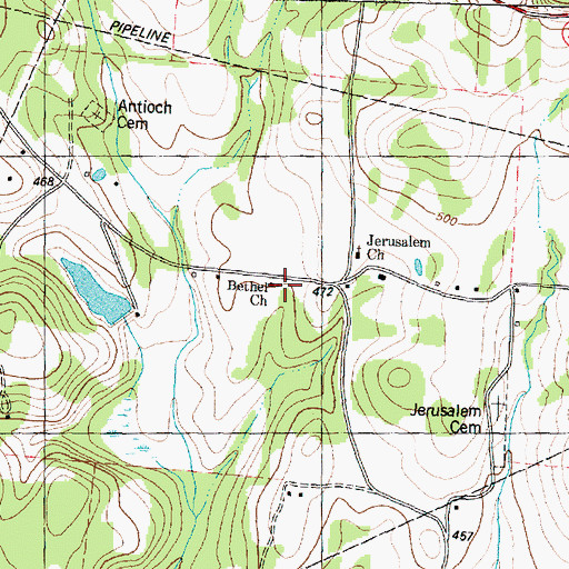 Topographic Map of Bethel Church, TX