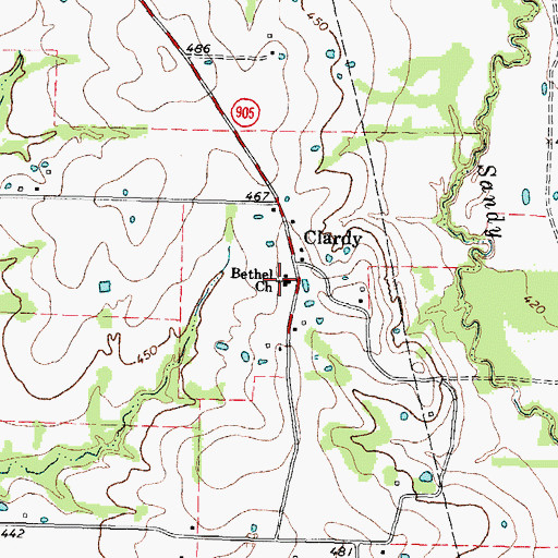 Topographic Map of Bethel Church, TX