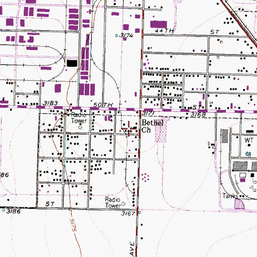 Topographic Map of Bethel Church, TX