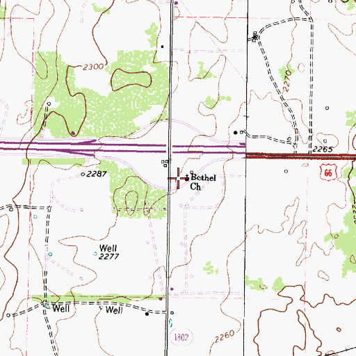Topographic Map of Bethel Church, TX